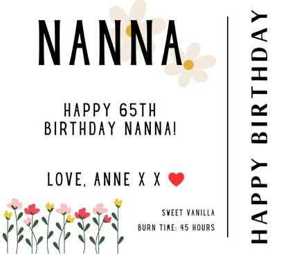 Personalised Happy Birthday Nanna Candle MKTrends Co