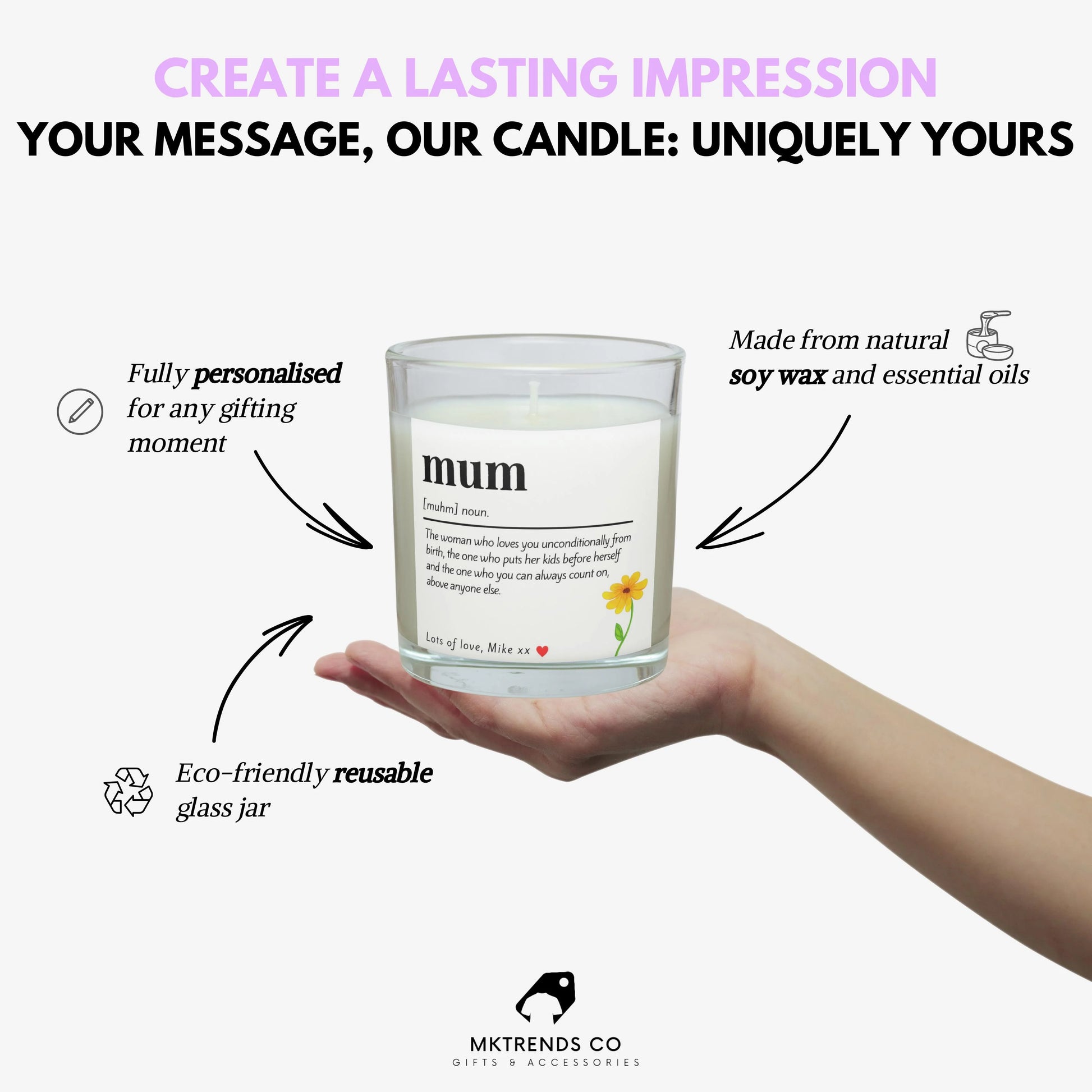 Personalised Mum Noun Candle | Gifts for Mum MKTrends Co