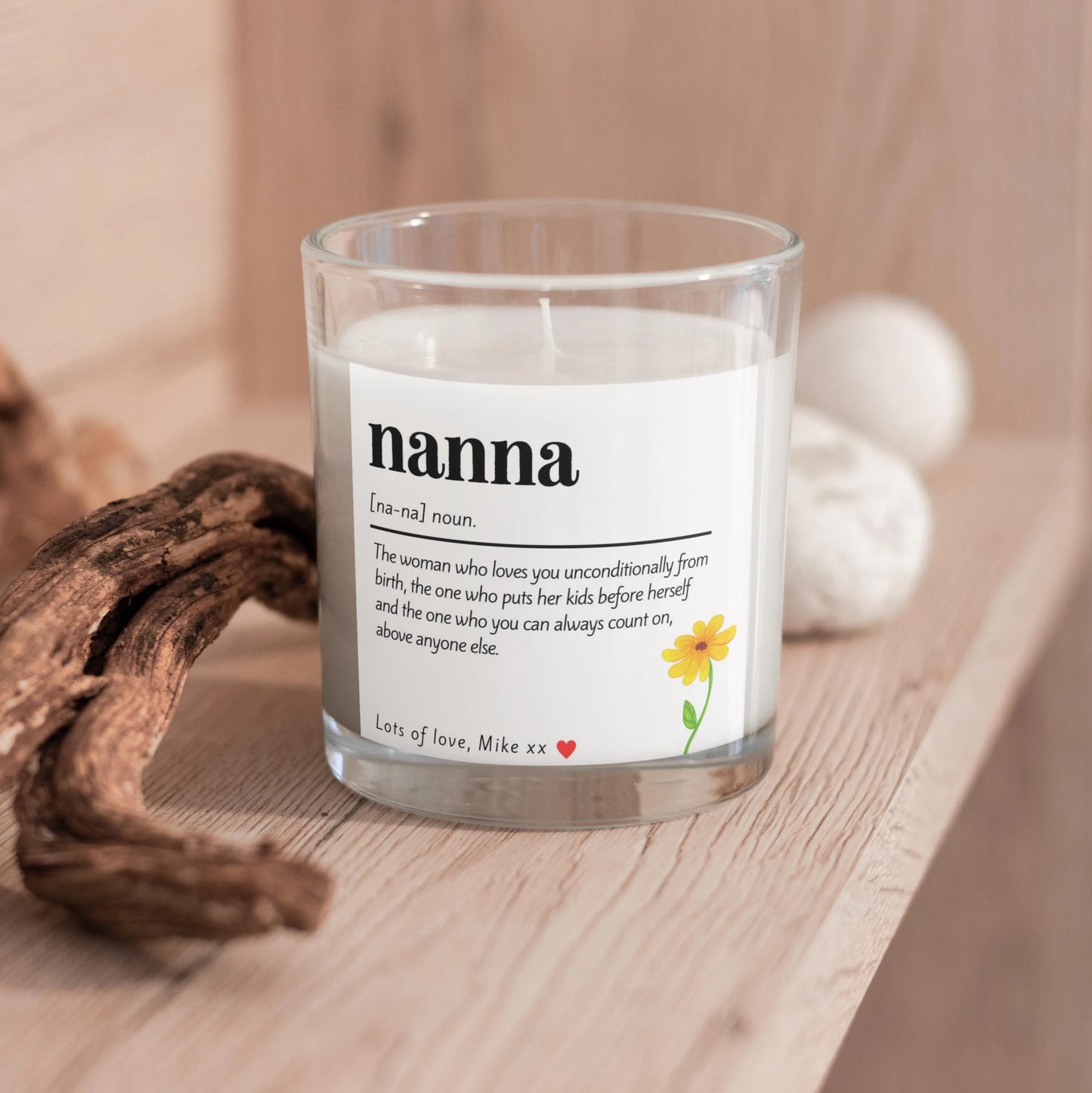 Personalised Nanna Flower Noun Candle MKTrends Co