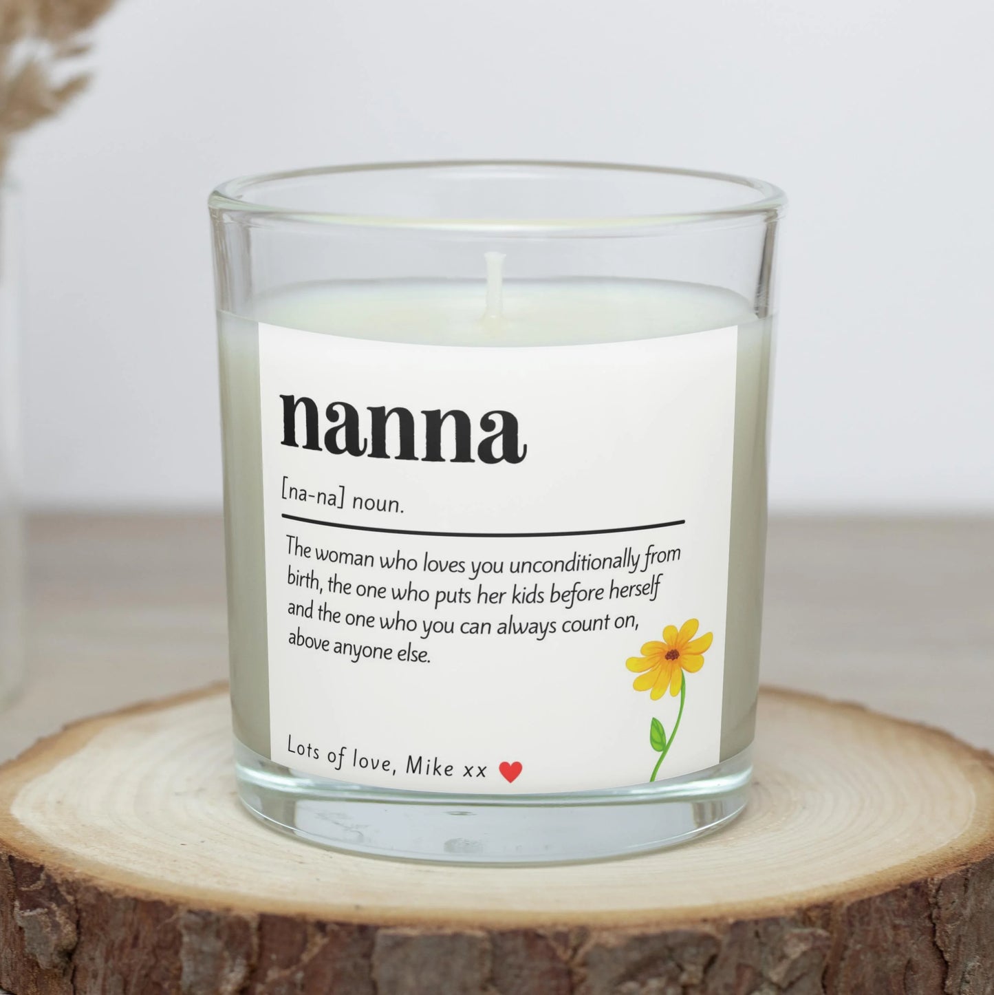 Personalised Nanna Flower Noun Candle MKTrends Co