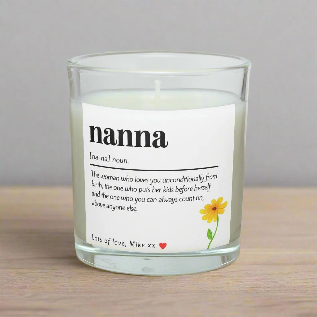 Personalised Nanna Flower Noun Candle MKTrends Co