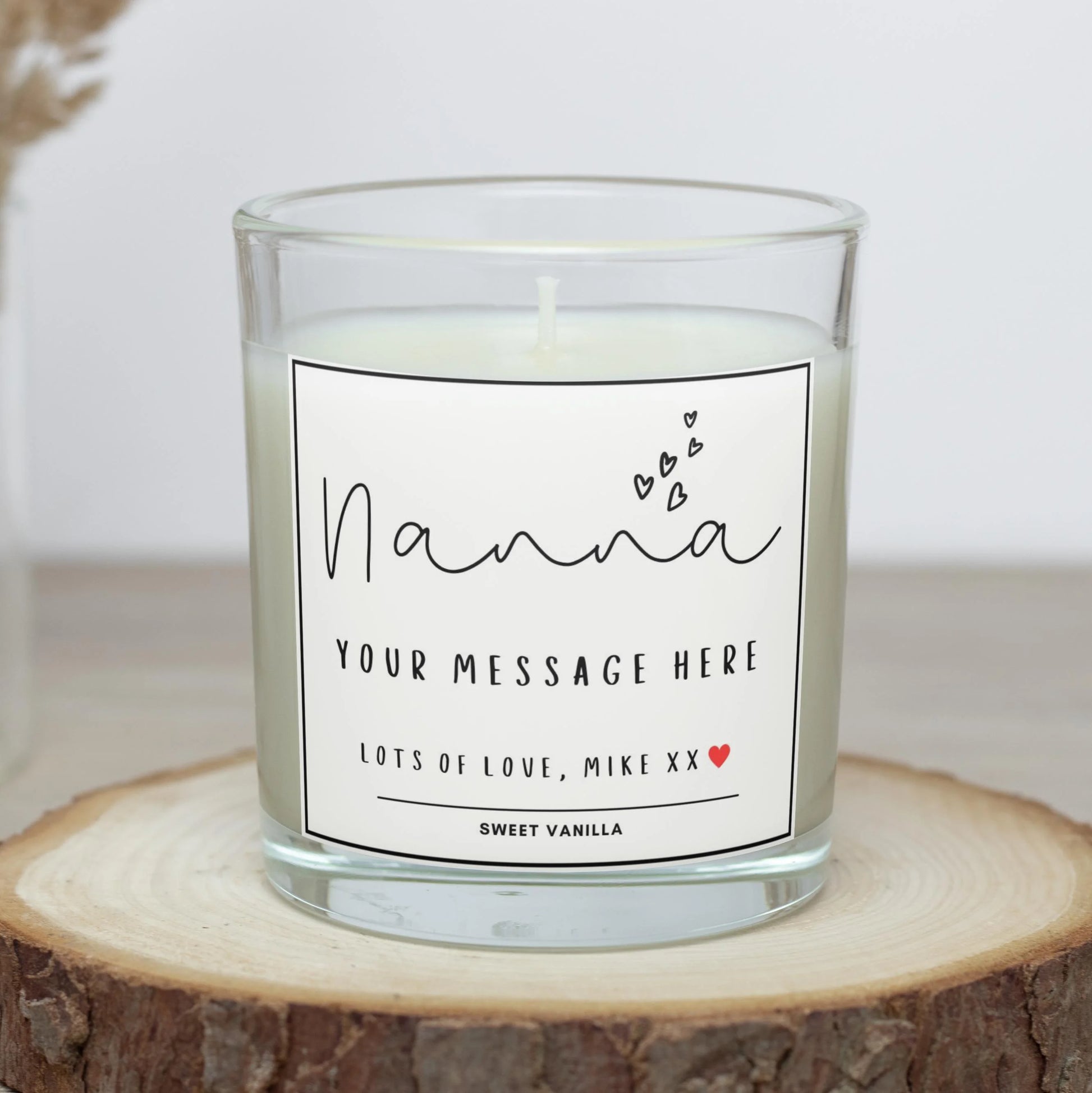 Personalised Nanna Hearts Candle MKTrends Co