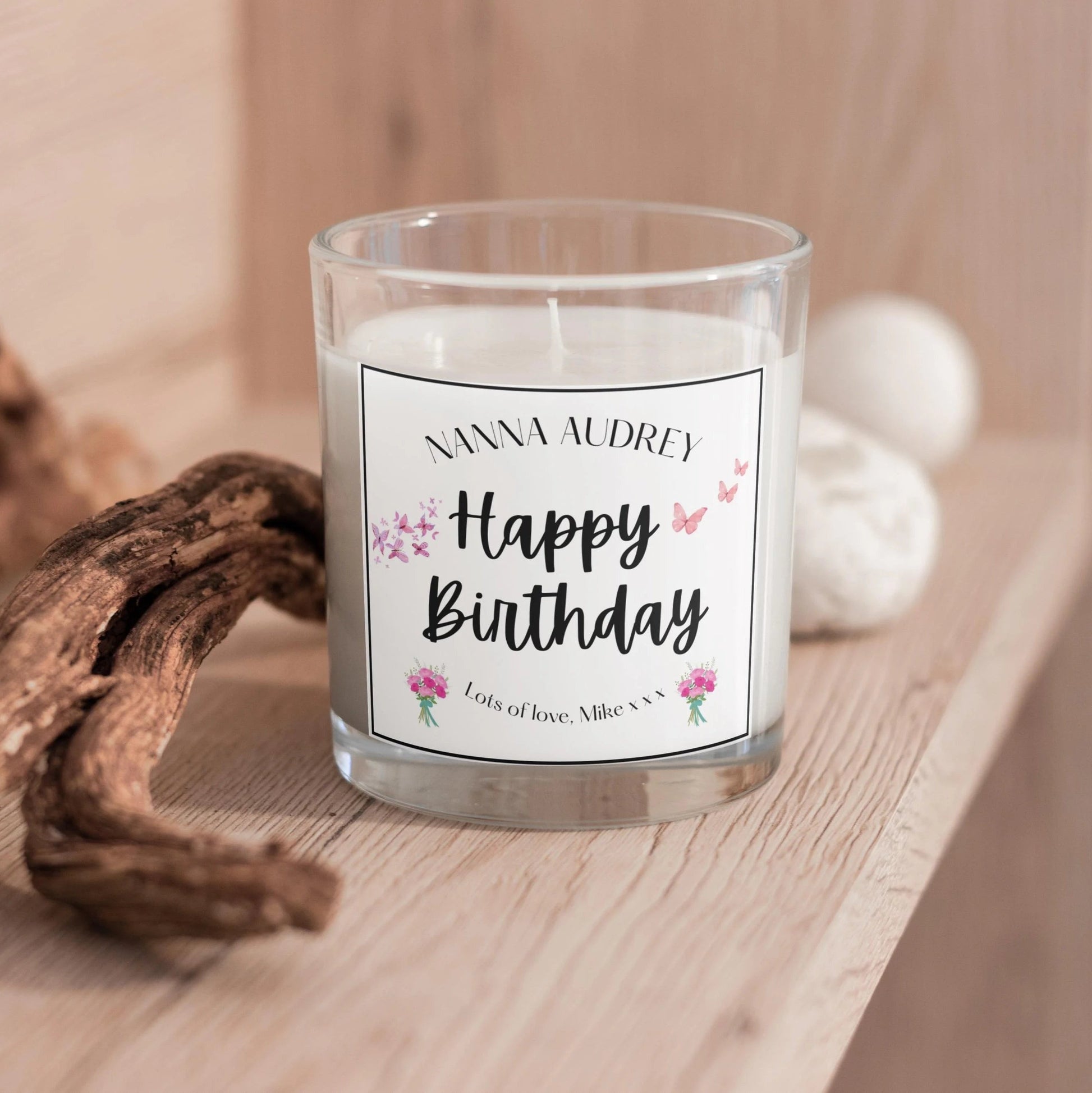 Personalised Nanna Simple Happy Birthday Candle MKTrends Co