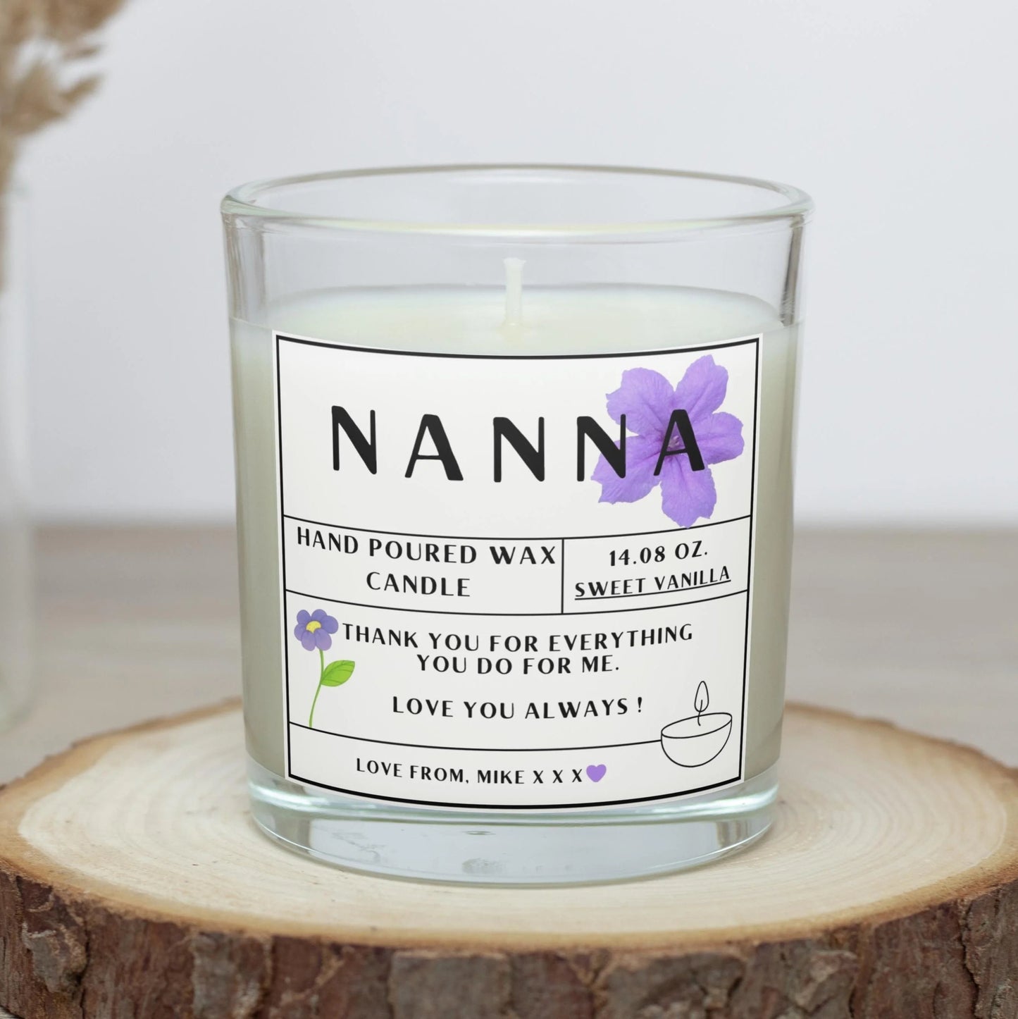 Personalised Nanna Text Candle MKTrends Co