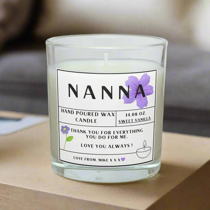 Personalised Nanna Text Candle MKTrends Co