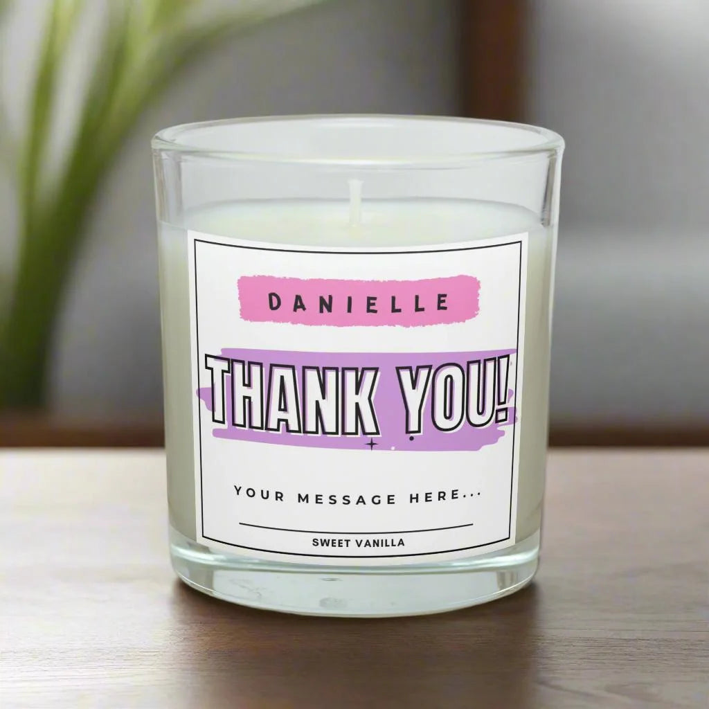 Pink Name Thank You Gift for Her| Personalised Thank You Candle MKTrends Co