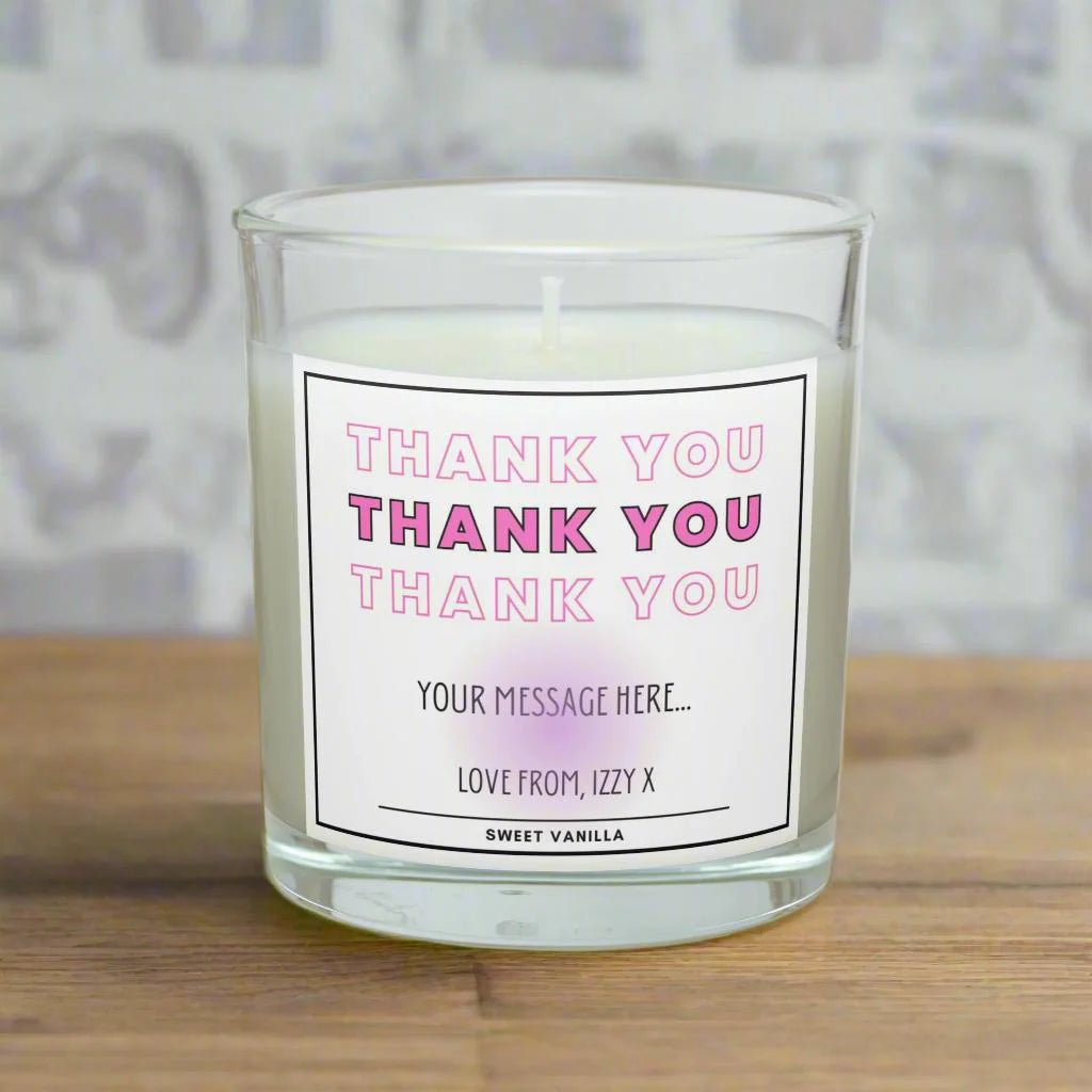 Pink Thank You Gift for Her | Personalised Thank You Candle MKTrends Co