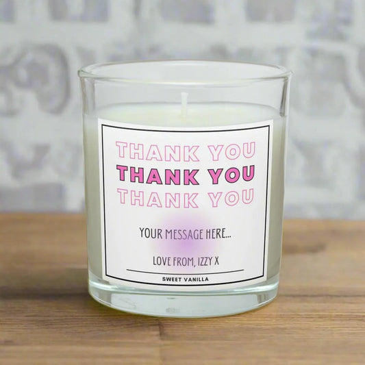 Pink Thank You Gift for Her | Personalised Thank You Candle MKTrends Co