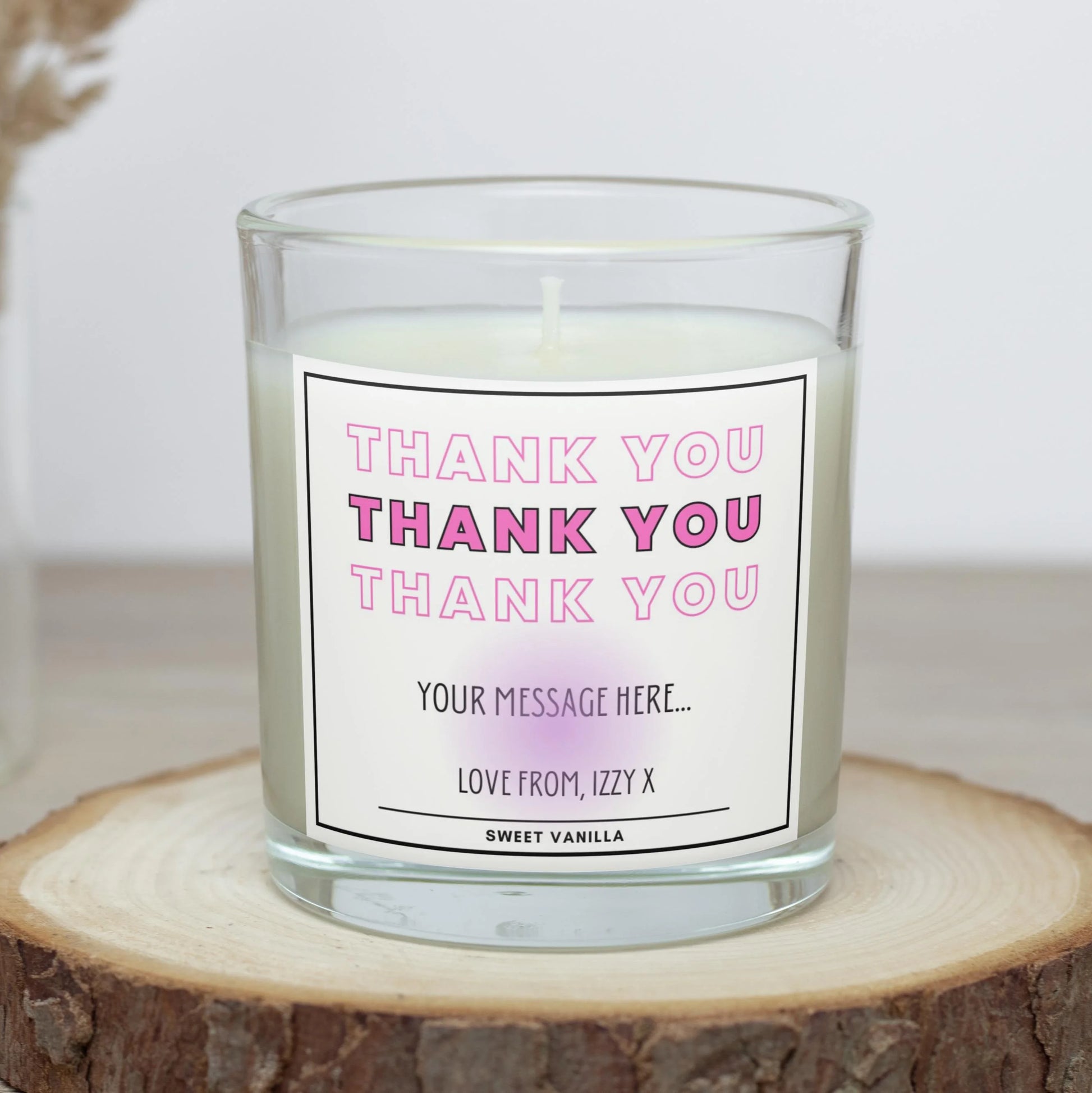 Pink Thank You Gift for Her | Personalised Thank You Candle MKTrends Co