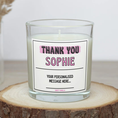 Pink Thank You Name Gift for Hem | Personalised Thank You Candle MKTrends Co