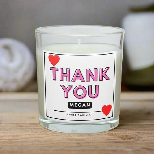 Pink Thank You Personalised Candle | Gift for Her MKTrends Co