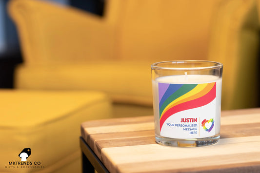 Pride Flag Name Message Personalised Candle | LGBTQ Gifts | Gay Gift MKTrends Co