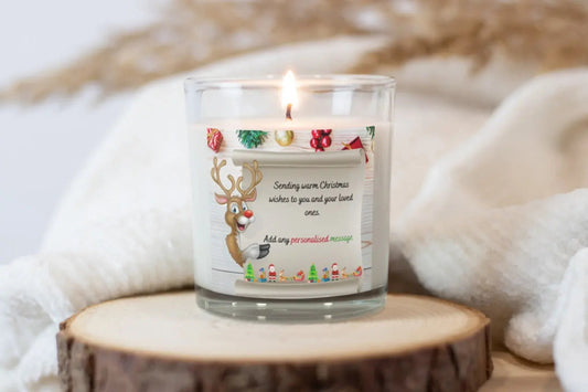 Reindeer Christmas Message Personalised Candle | Christmas Gifts MKTrends Co