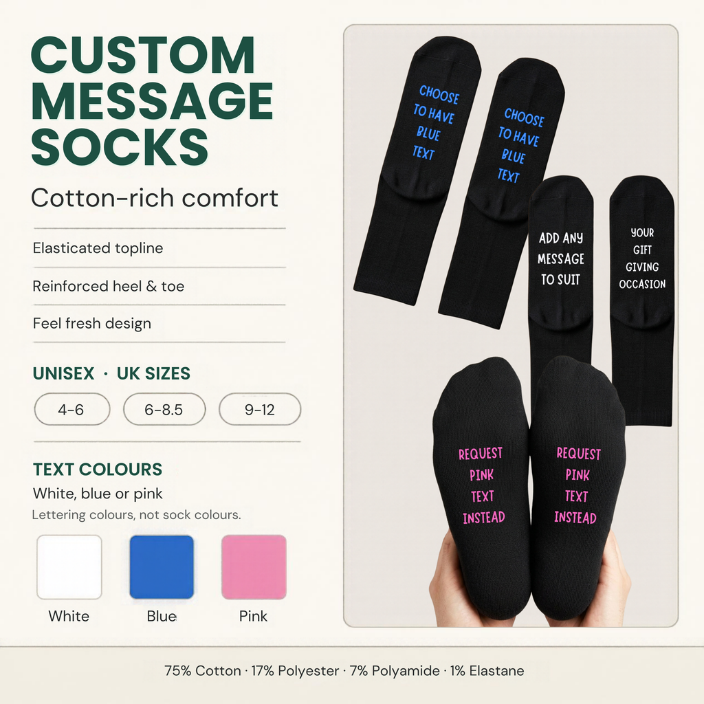 Personalised Man Flu Socks – Funny Custom Text Gift