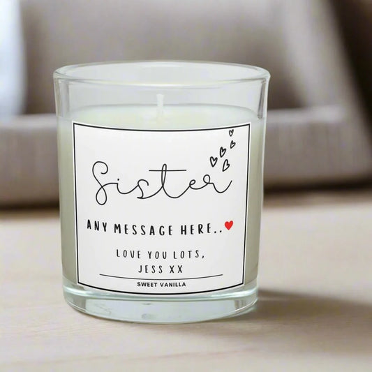 Sister Hearts Message Personalised Candle | Gift for Sister MKTrends Co