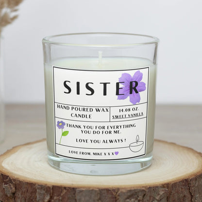 Sister Message Personalised Candle | Sister Message Gift MKTrends Co