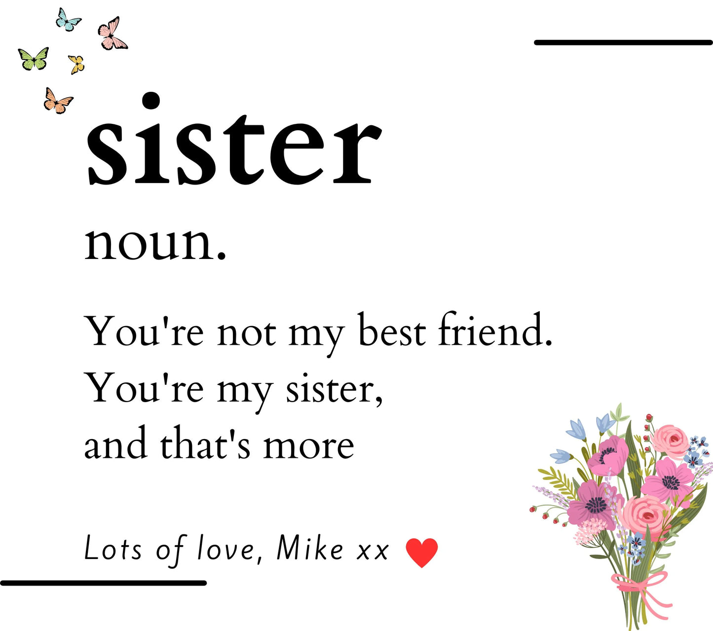 Sister Noun Message Personalised Candle | Sister Noun Gift MKTrends Co