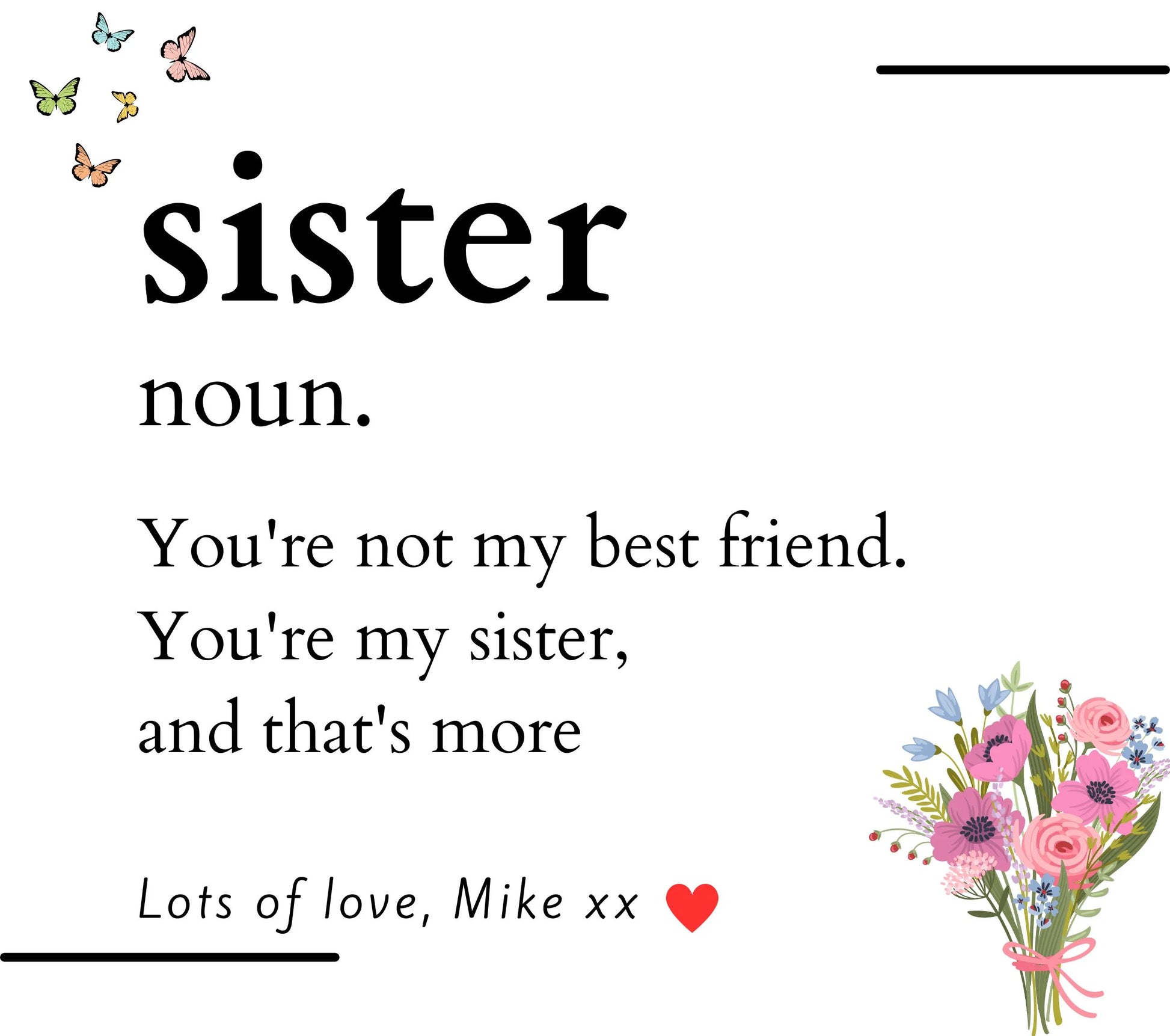 Sister Noun Message Personalised Candle | Sister Noun Gift MKTrends Co