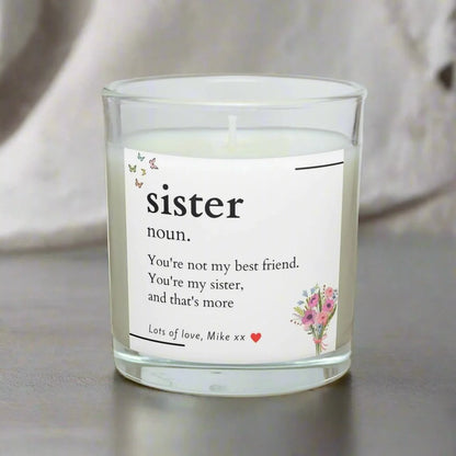 Sister Noun Message Personalised Candle | Sister Noun Gift MKTrends Co