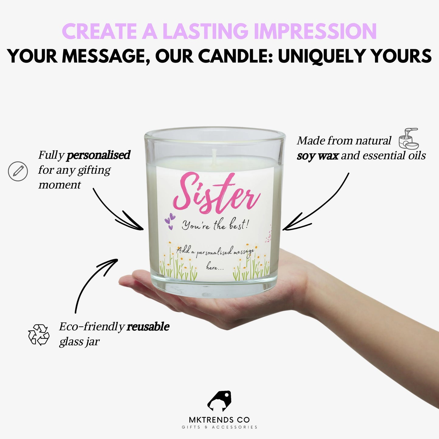 Sister You're the Best Personalised Candle | Best Sister Gift MKTrends Co