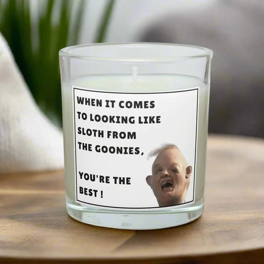 Sloth Goonies Personalised Candle | Funny Candle | Novelty Gift MKTrends Co