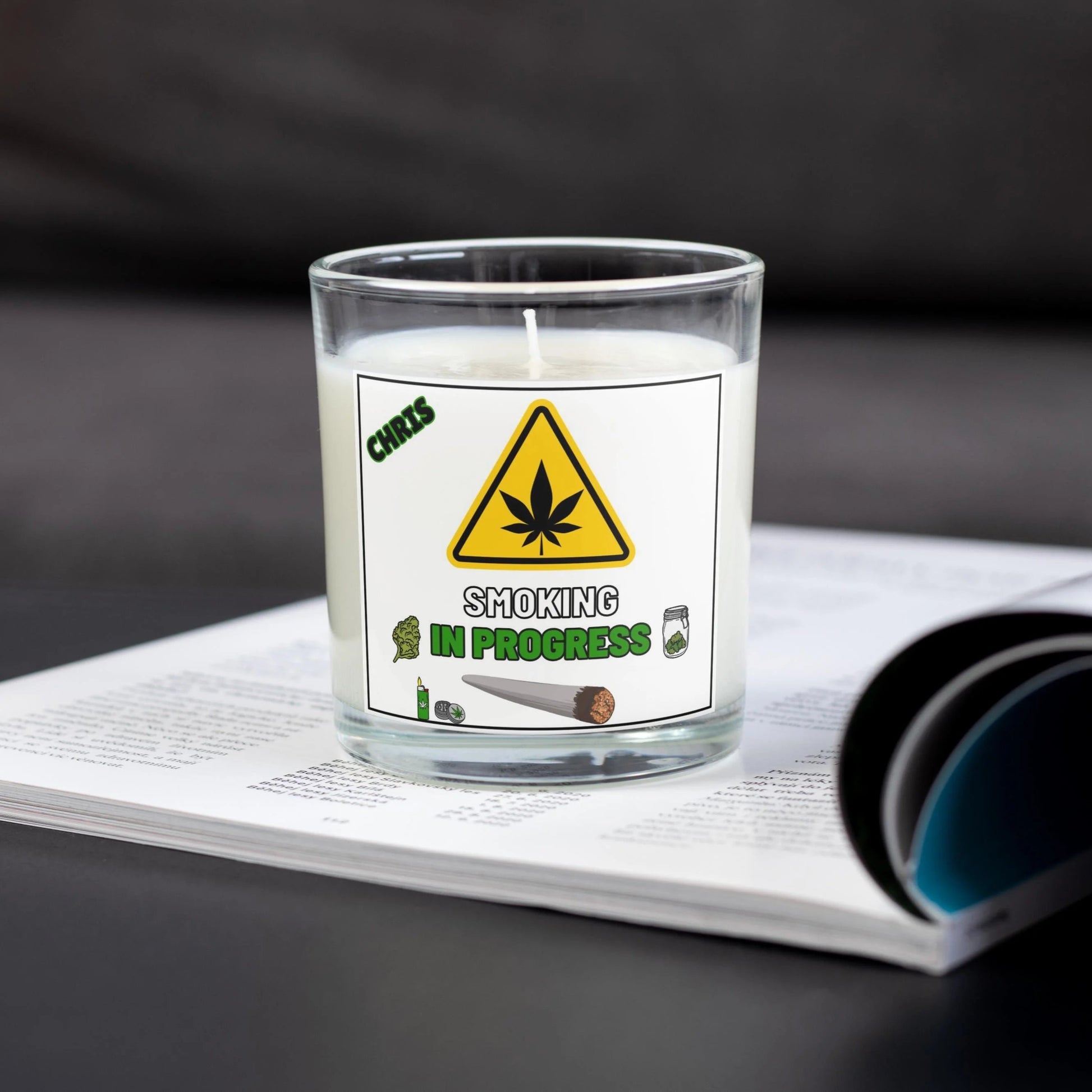 Smoking In Progress Personalised Candle | Weed Smokers Gift MKTrends Co