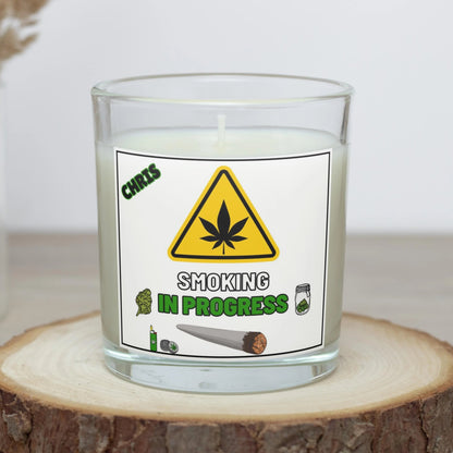 Smoking In Progress Personalised Candle | Weed Smokers Gift MKTrends Co