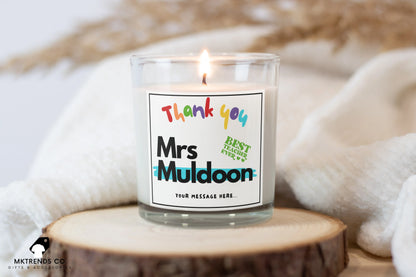 Teacher Name Colourful Personalised Candle | Gift for Teacher MKTrends Co