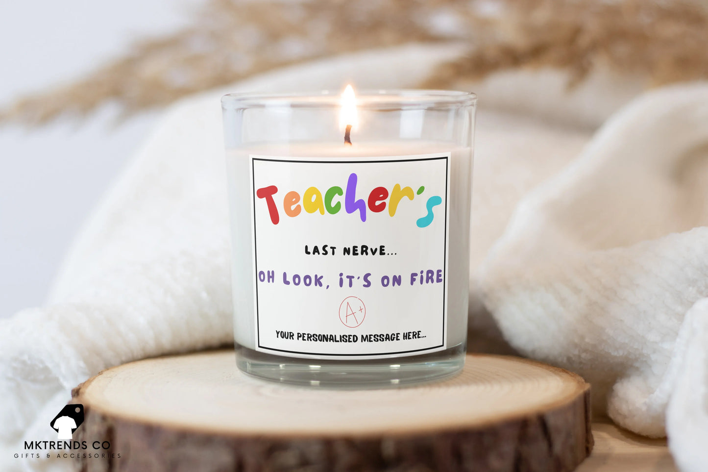 Teacher's Last Nerve Funny Personalised Candle | Gift for Teacher MKTrends Co