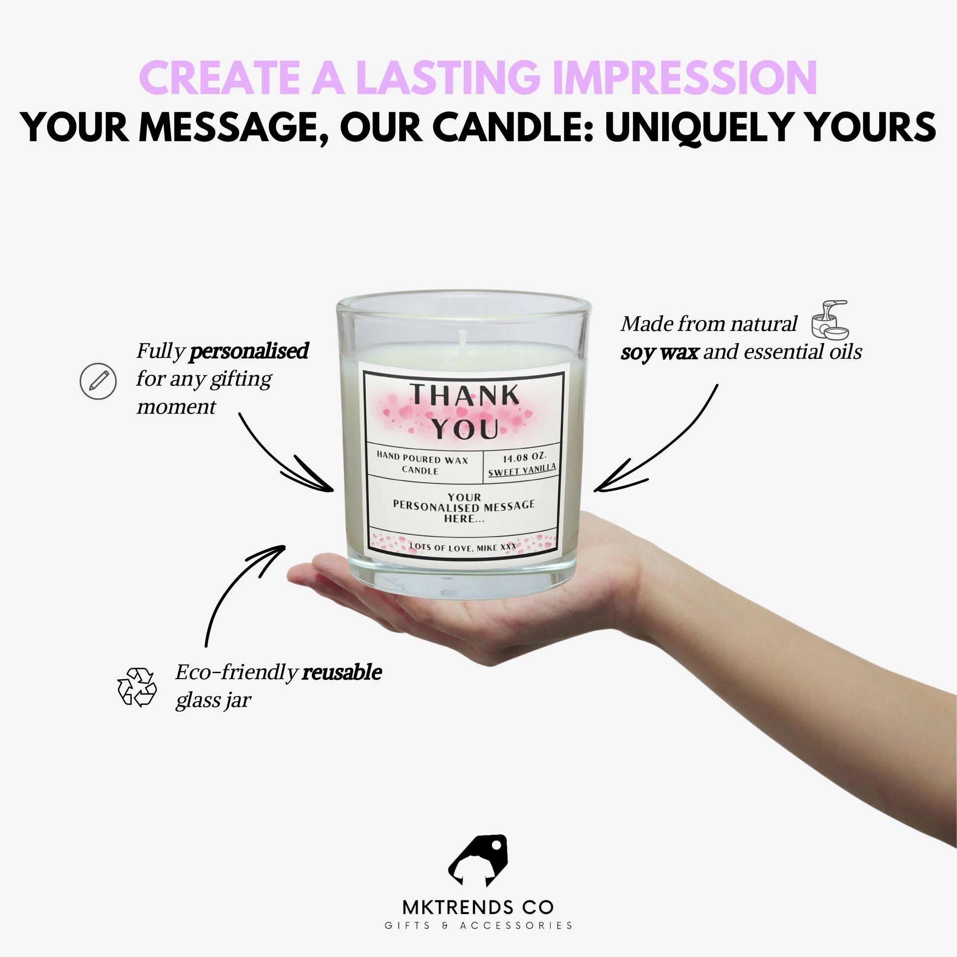 Thank You Candle for Her | Personalised Thank You Gift MKTrends Co