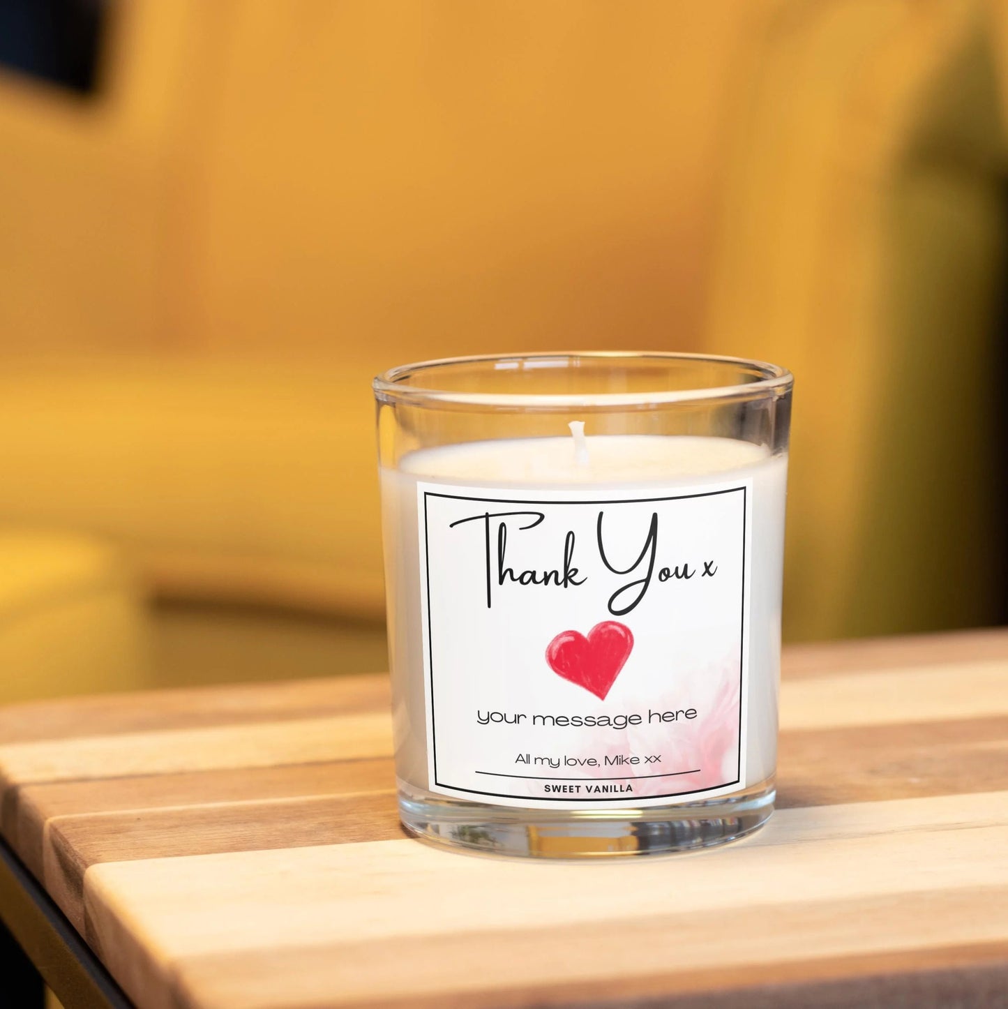 Thank You Love Heart Personalised Candle | Gift for Her MKTrends Co