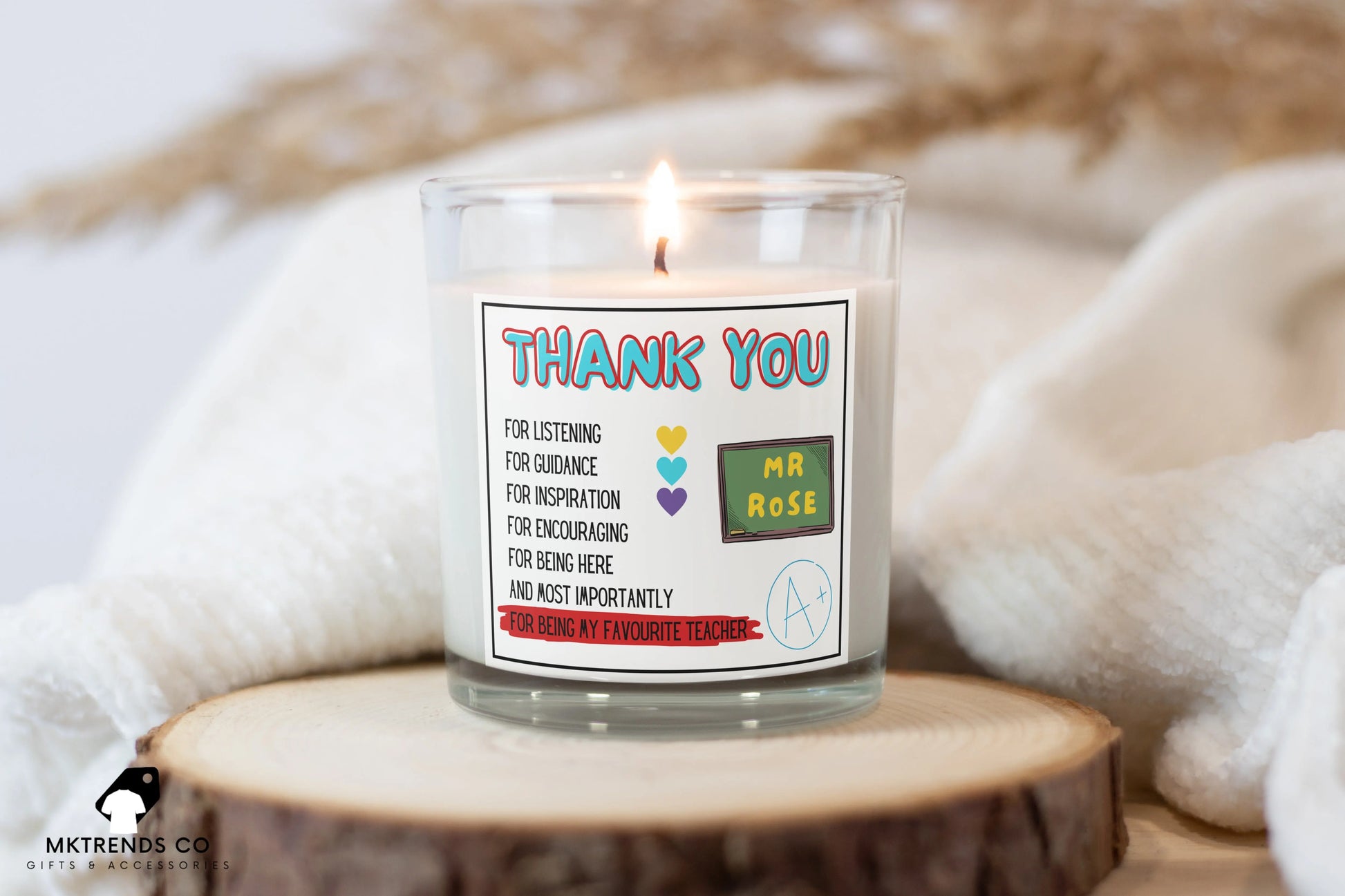 Thank you for being my Favourite Teacher Personalised Candle | Gift for Teacher MKTrends Co