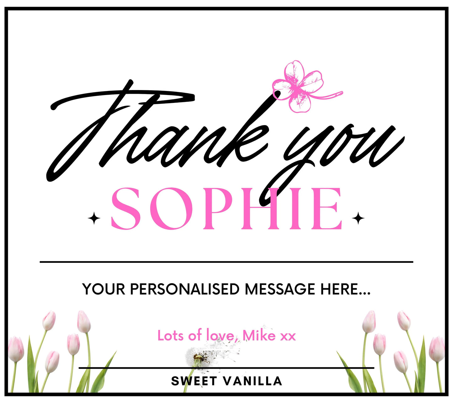 Tulips Thank You Gift for Her | Personalised Candle MKTrends Co