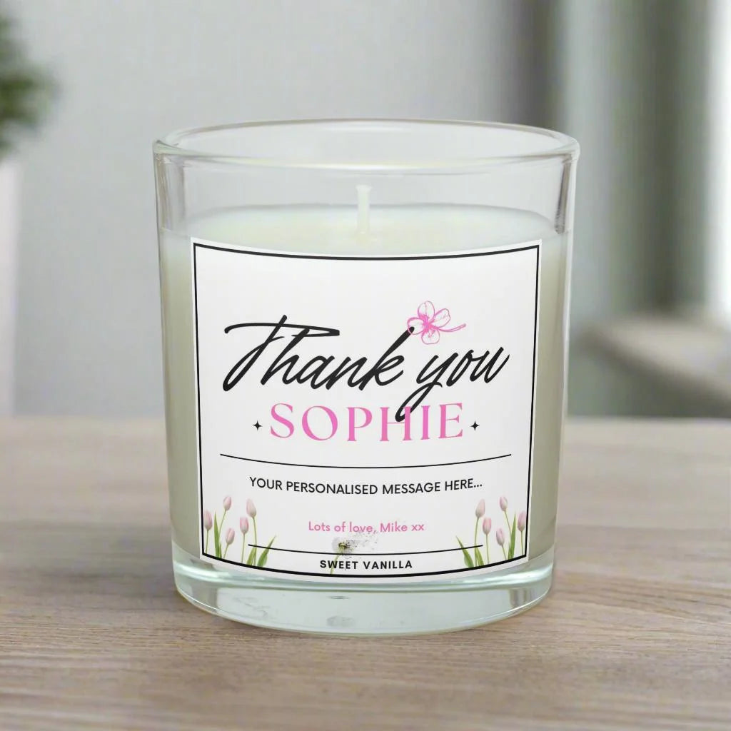 Tulips Thank You Gift for Her | Personalised Candle MKTrends Co