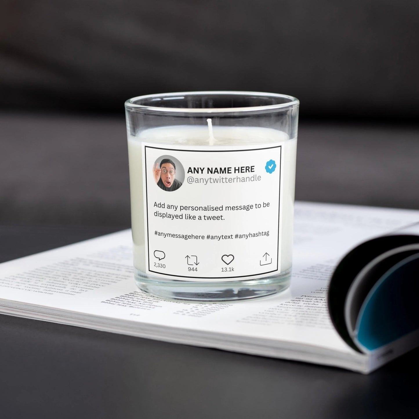 Twitter Post Personalised Candle | Funny Personalised Gift MKTrends Co