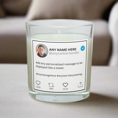 Twitter Post Personalised Candle | X Tweet Photo Gift MKTrends Co