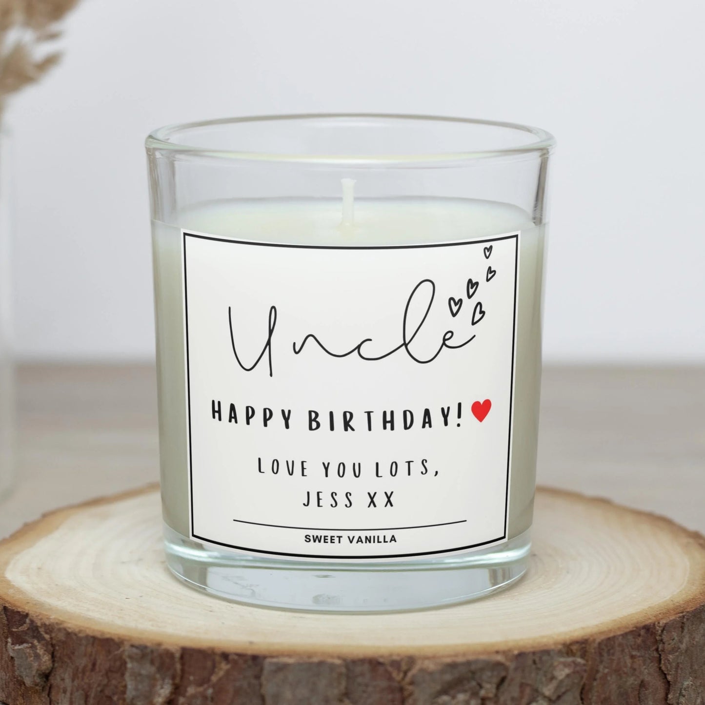 Uncle Hearts Personalised Candle | Uncle Message Gift MKTrends Co