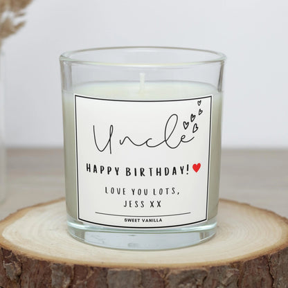 Uncle Hearts Personalised Candle | Uncle Message Gift MKTrends Co