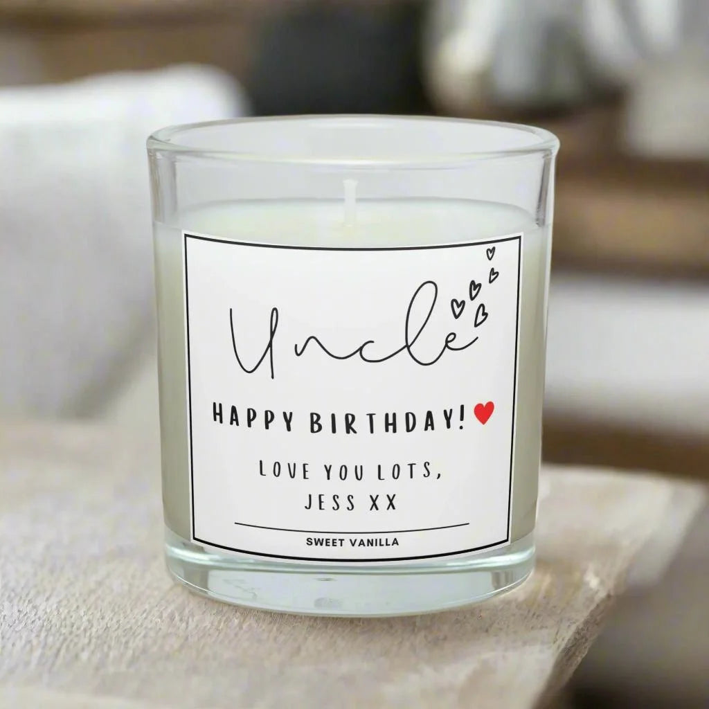 Uncle Hearts Personalised Candle | Uncle Message Gift MKTrends Co