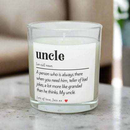 Uncle Noun Personalised Candle | Uncle Noun Message Gift MKTrends Co