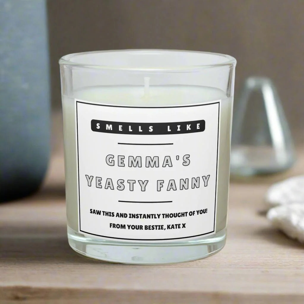 Yeasty Fanny Name Personalised Candle | Fun Novelty Adult Gift for Her MKTrends Co