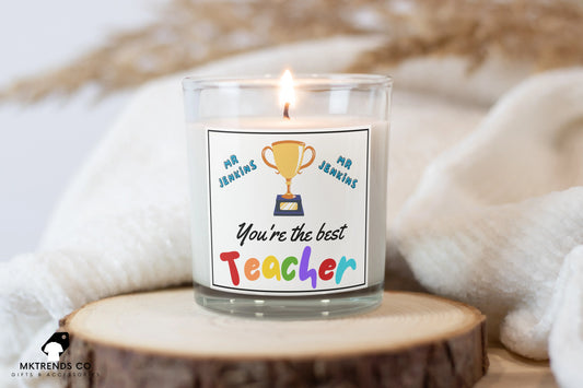 You're the Best Teacher Name Personalised Candle | Gift for Teacher MKTrends Co