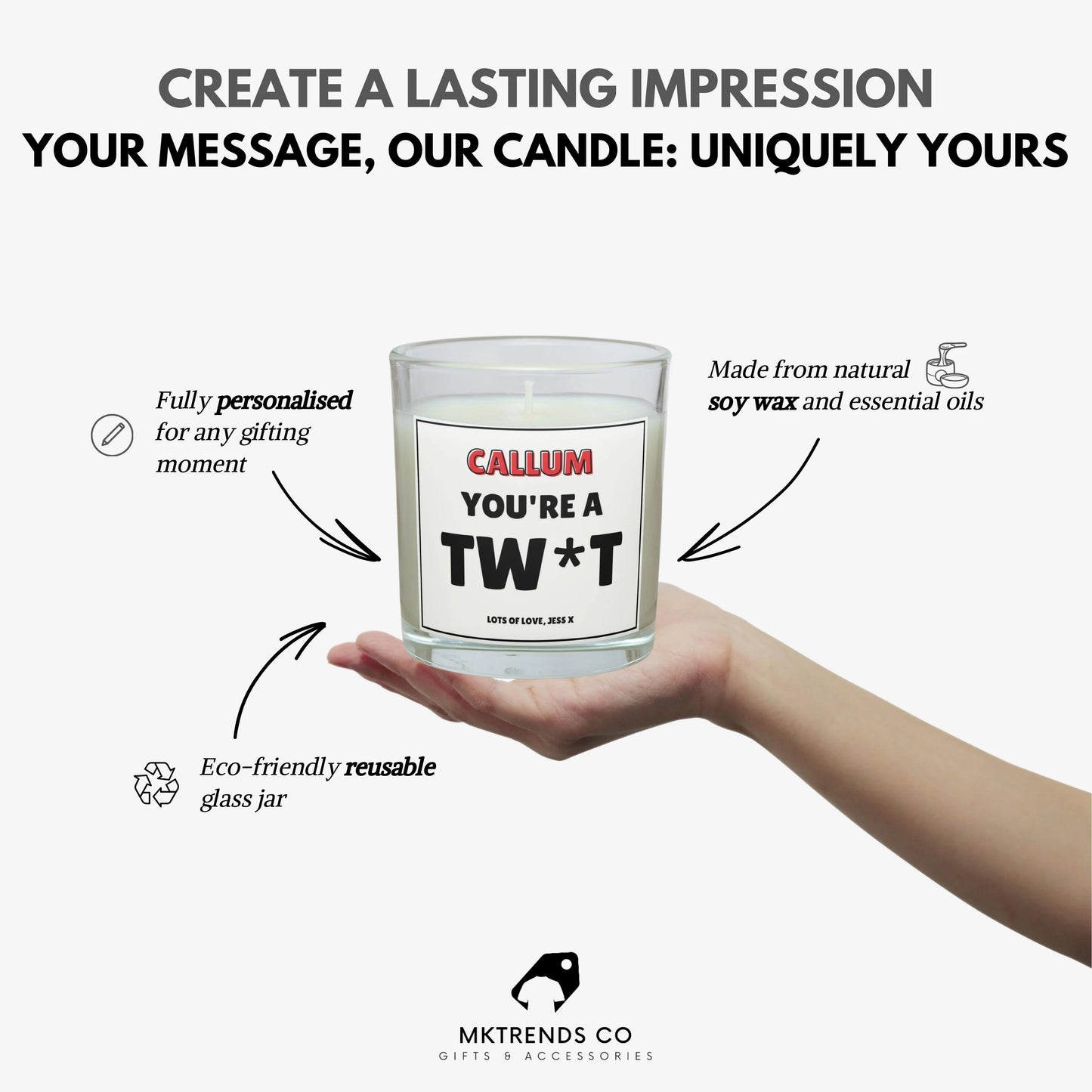 You're A Twat Personalised Candle | Funny Novelty Gift MKTrends Co