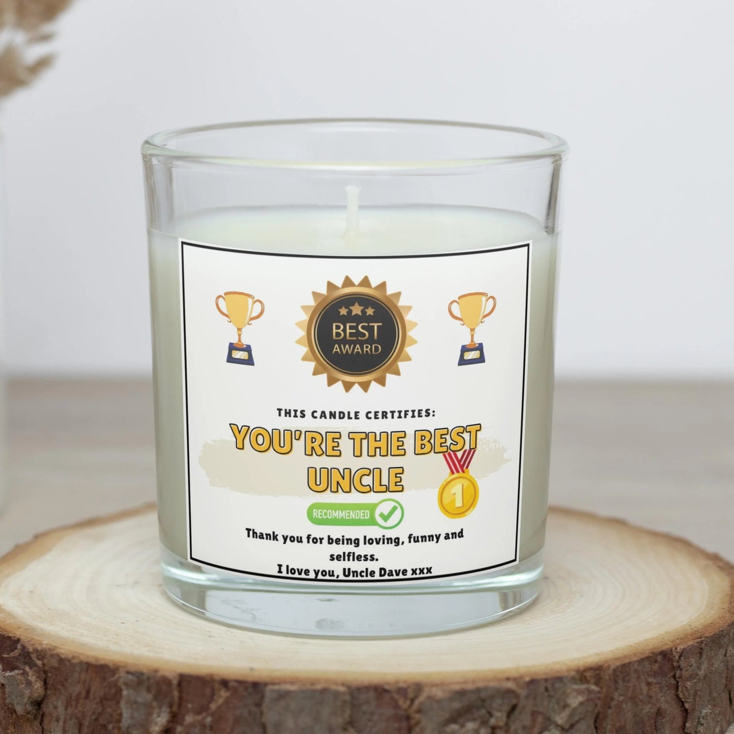 You're The Best Uncle Certificate Personalised Candle | Best Uncle Gift MKTrends Co