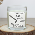 Funny new home candle with Allen key design and The Only Key You'll Need wording