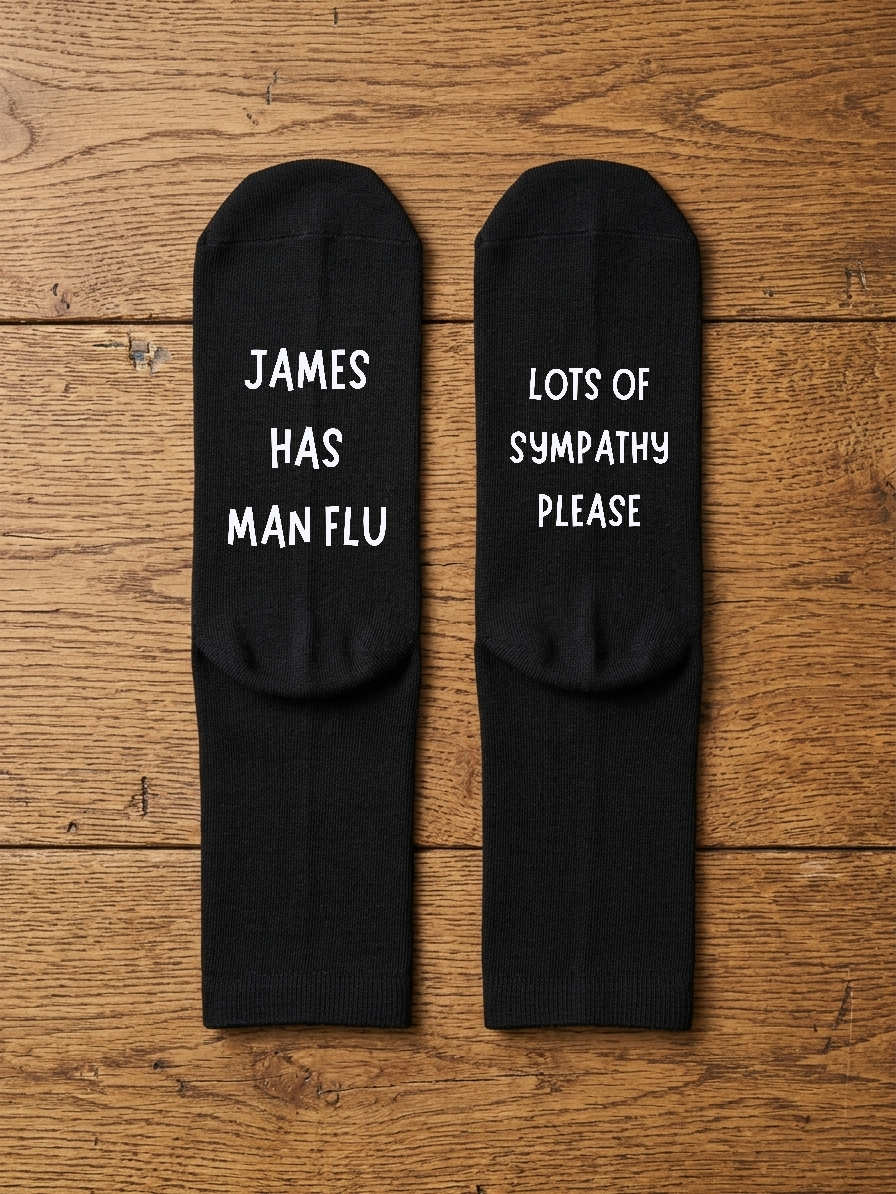 Personalised Man Flu Socks – Funny Custom Text Gift