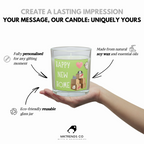 Personalised Happy New Home candle design