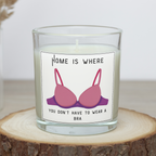 Funny personalised new home candle with bra illustration