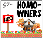Homo-wners funny housewarming candle label with sold sign and house