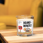 Funny Homo-wners new home candle in a home setting